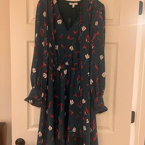 Joie Dark Teal Floral Long Sleeve Dress